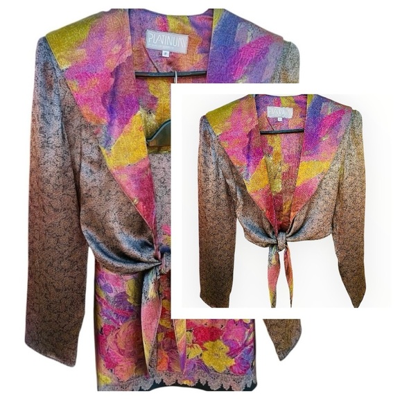 Platinum by Dorothy Schoelen Floral Multicolor Skirt Suit 4P - Picture 2 of 10